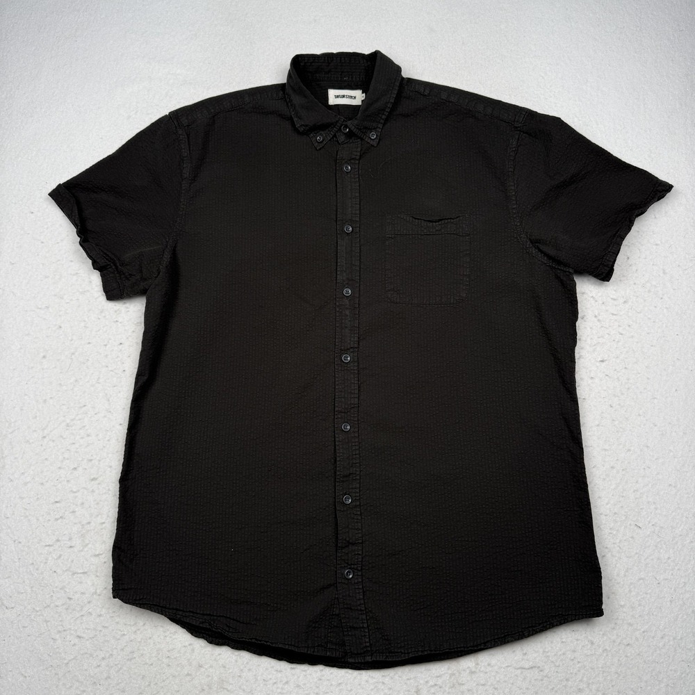 Taylor Stitch Shirt Mens 46 Brown Seersucker Short Sleeve Button Up Casual